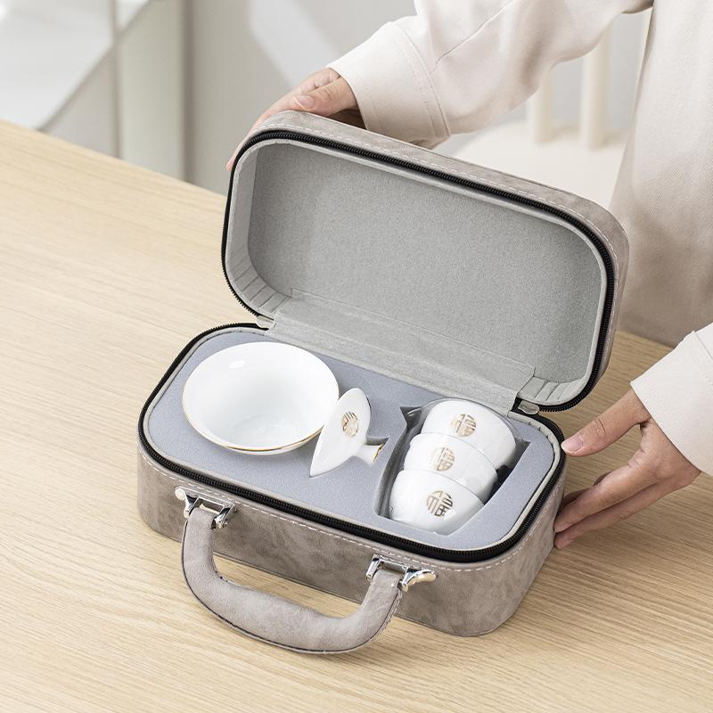 Suet Jade Porcelain Portable Travel Tea Set Activity Souvenir Business Company Festival Gift Set