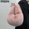 Solid Color Handheld Fur Bags for Women's Autumn Winter New Fashionable High-end Niche Plush Small Bags