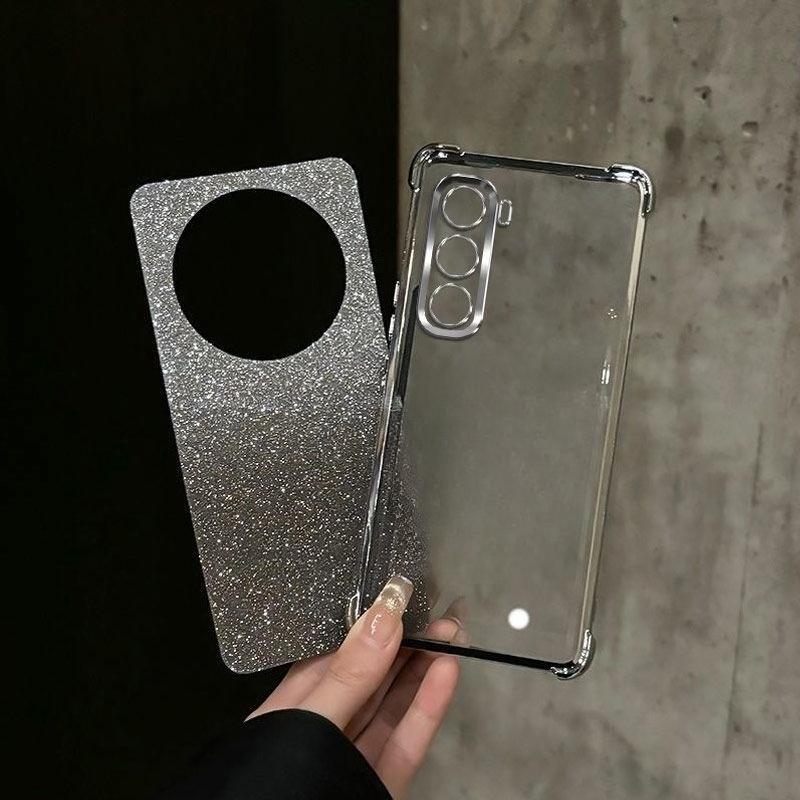Luksusowe etui z błyszczącym platingiem i przezroczyste dla INFINIX HOT 70 60 50 40 Pro Plus 60I 50I 40I 4G 5G Czterokątna osłona ochronna odporna na wstrząsy