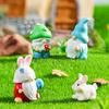 8PCs Mini Dwarf Doll Figurine Miniature Resin Mushroom Gnome Doll Garden Landscape Crafts Small Ornaments Desktop Decoration