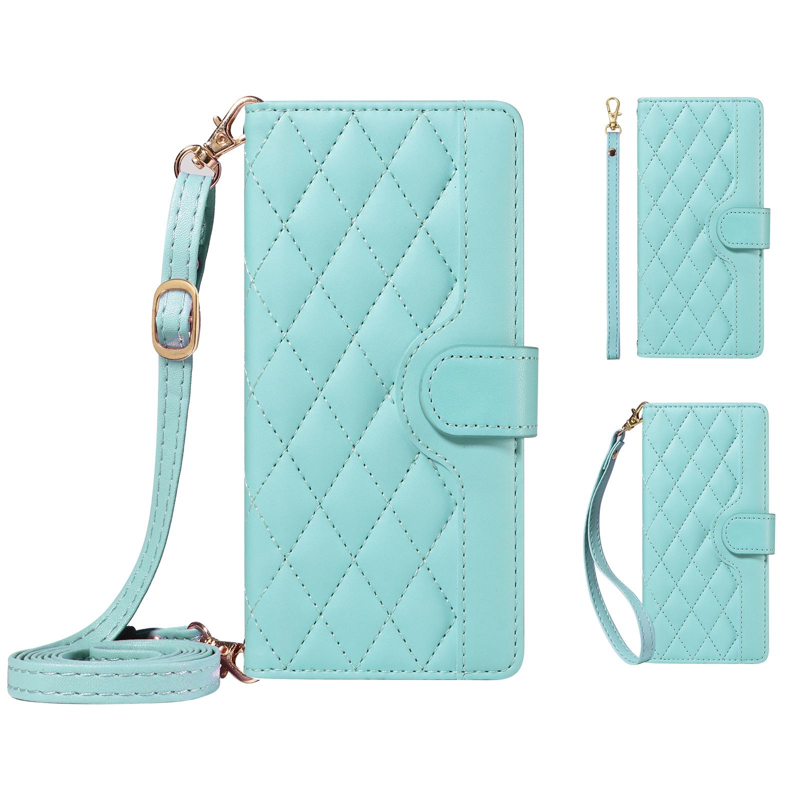

For Honor Magic7 Pro 5G Wallet Case Rhombus Leather Phone Cover with Strap Blue