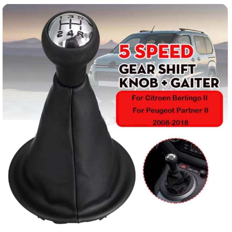 Car Gear Shift Knob with Gaiter Boot Cover For Citroen Berlingo II Peugeot Partner II 2008 2009 2010-2018 Interior Accessories