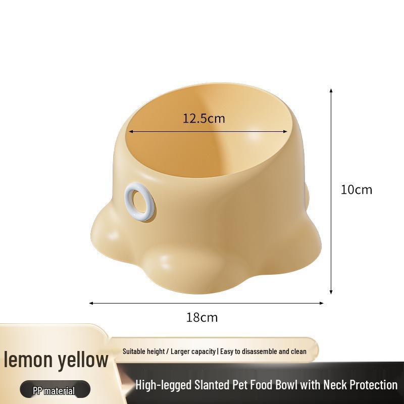 Stainless Steel Dual-Use Cat Bowl: Slanted, Anti-Tip, Easy-to-Clean Pet Feeding and Water Bowl OPP Bag Packaging