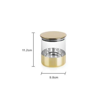 Golden Transparent Glass Bottles, Candy Jars, Household Sealed Jars with Lids, Kitchen Food Storage Jars, Coffee Beans, Tea Jars