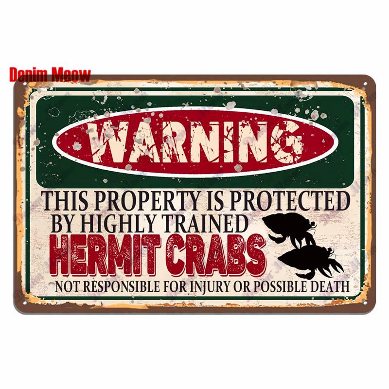 Vintage Warning Funny Animals Metal Sign Chicken Sheep Pig Octopus Wall Poster for Private Wall Painting Decor WY