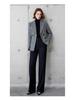 Luxurious British Style Dark Plaid Suit: Women's Jacket & Straight-Leg Pants Two-Piece Set for Autumn/Winter.