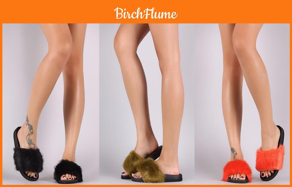 Luxuriöse Faux-Fur-Slipper, inspiriert von Rihanna, in Premium-Qualität und mit Stil