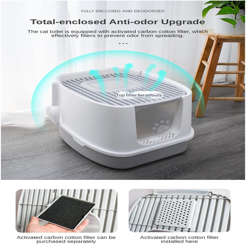 Litter Tray Fully Enclosed Splash-proof Cat Litter Box Odour-proof Pet Cleaning Products Anti-banding Cat Litter Cat Toilet