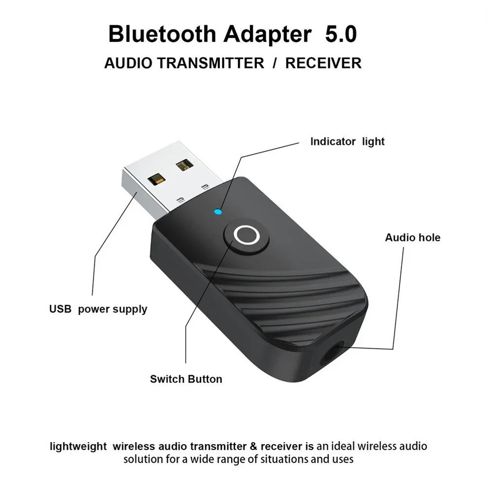 3 In 1 USB Bluetooth 5.0 Audio Receiver Transmitter Apply To Computer TV Adapter Car Dual Output For Speakers Headphones