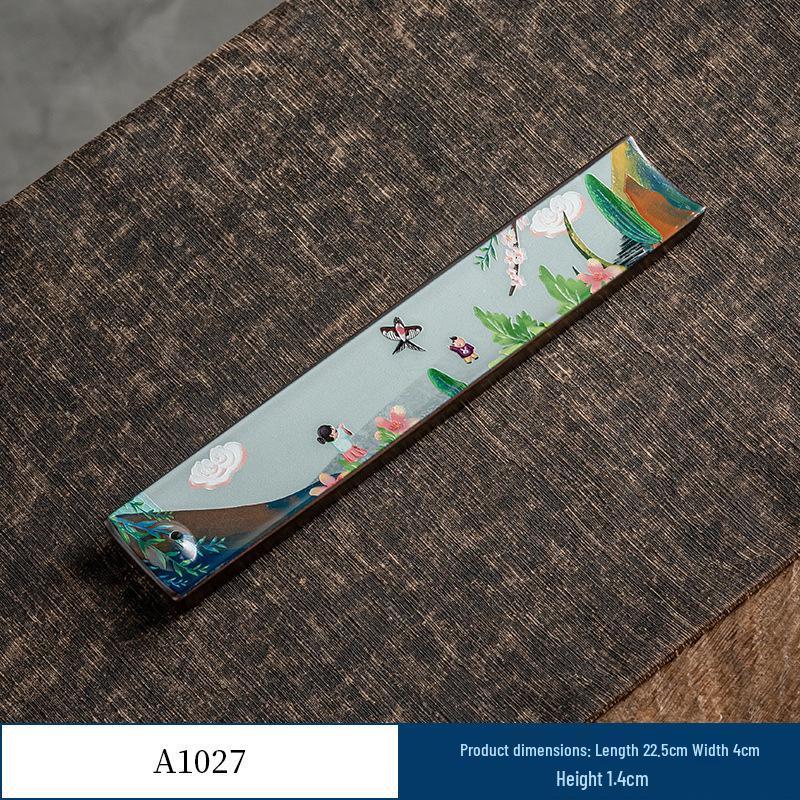 Guochao River & Mountain Ceramic Incense Holder - Retro Incense Stick Tray for Indoor Use