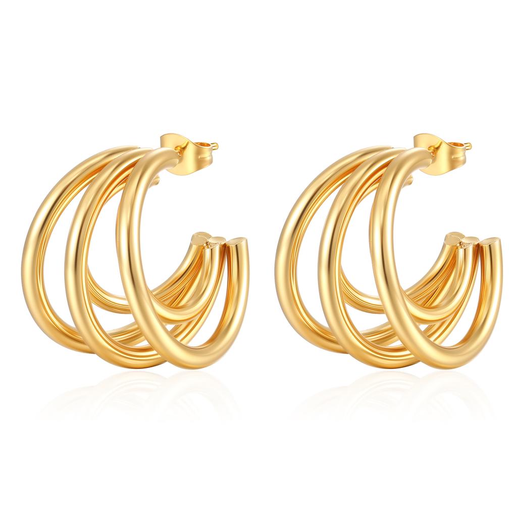 Ns Edelstahl Mehrschichtige Ohrringe Trendy Damen High-End Sense 18K Gold Unregelmäßige Titan Stahl Ohrringe