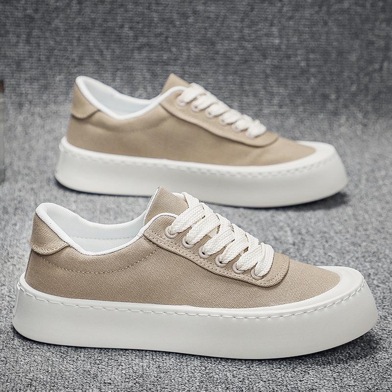 2025 autumn new Hong Kong style men's canvas shoes versatile student board shoes men's fashion platform men's shoes casual shoes