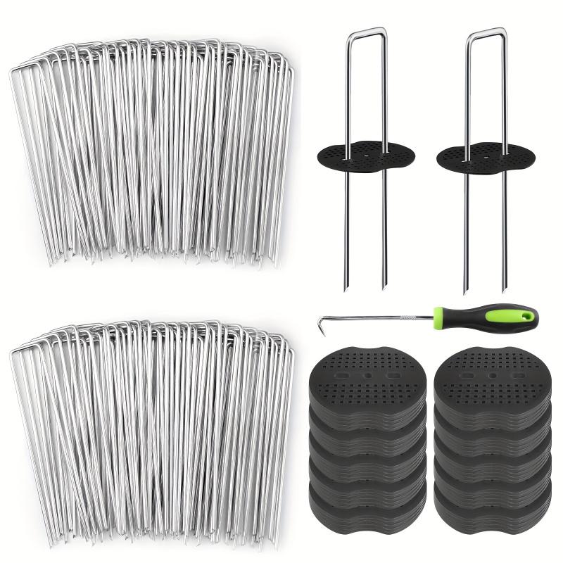 100/200/400pcs 6 Inch Hot-dip Galvanized Landscape Staples Plant Cover Stakes 11 Gauge Tent Stakes Garden Stakes + Gaskets