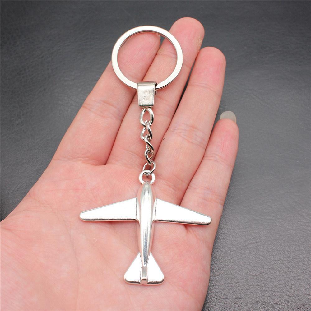 Punk Airplane Gear Steampunk Themed Antique Bronze Metal Keychain with 30mm Ring for Boys Bag Charm