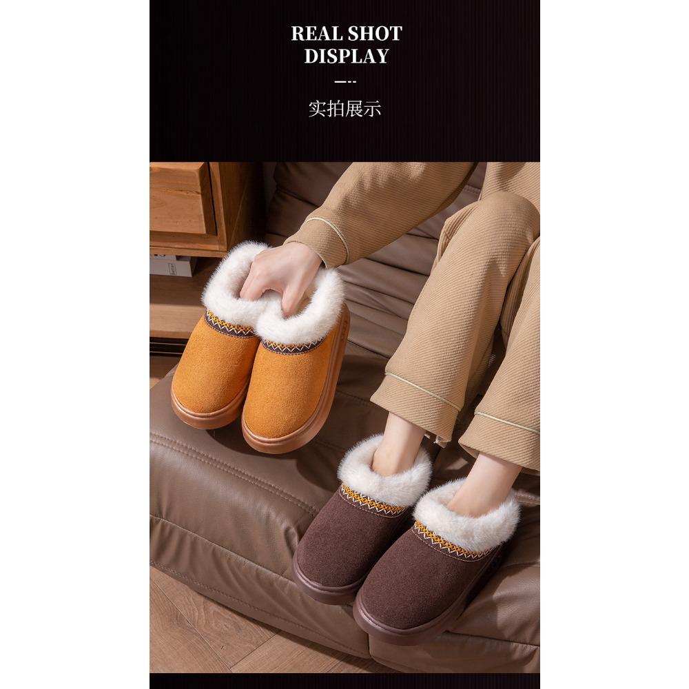 **Autumn Winter Cotton Slippers Women Indoor Home Plush Warm Couple Outdoor Wear Thick Sole Wear-Resistant Fuzzy Slippers Men**
