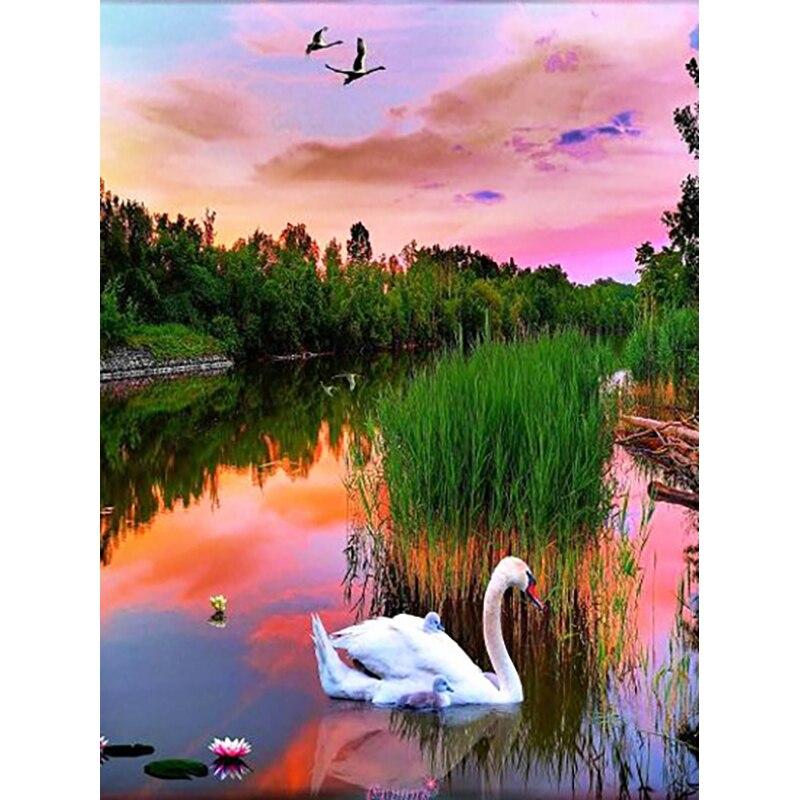 Volle 5D Diamant Malerei Schwan See DIY Diamant Stickerei Diamant mosaik Kreuz Stich Kits Home Decor Geschenk