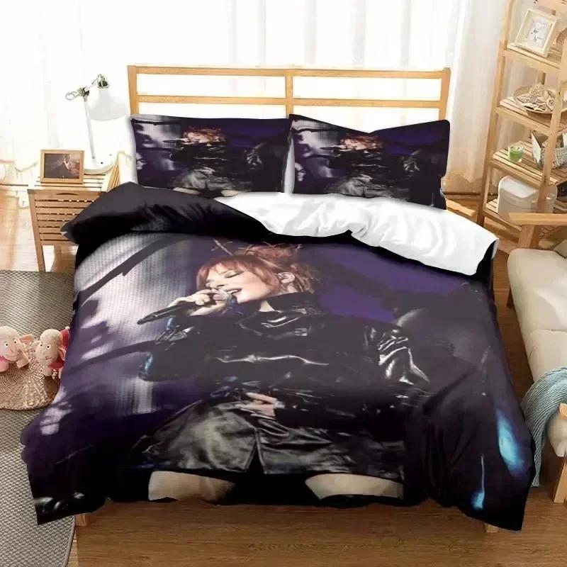 New 3D Print Singer Mylene Farmer Beding Set 3D Printed Suitable for Bedrom Soft Duvet Cover Set With Pilowcases Children Kids Home Textile