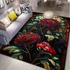 Stained Glass Flower Rug - Vibrant Peony Design for Dining Room, Botanical Art Home Decor Accessories Skid Resistant Carpet