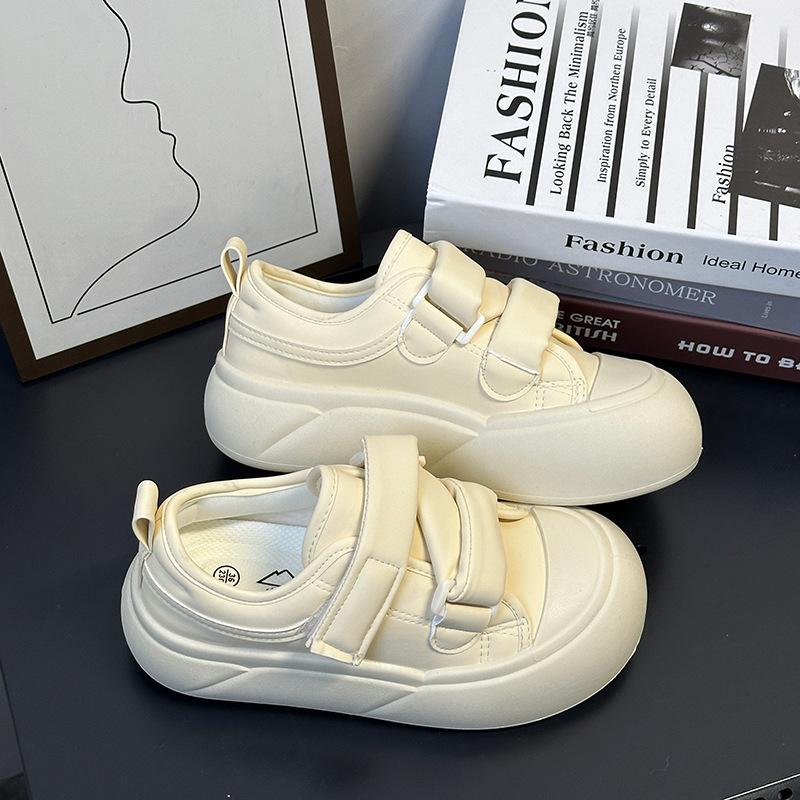 0 Cream Velcro Little White Shoes Women's Spring New Ugly Cute Niche Big Head Shoes