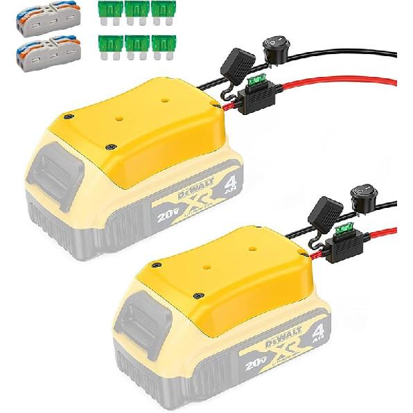 Power Wheel Adapter for Dewalt 20V Battery Series with Fuse, Switch & Wire Terminal, 3Pcs 30A Fuse, 12 AWG Wire Battery Converter Connector DIY for