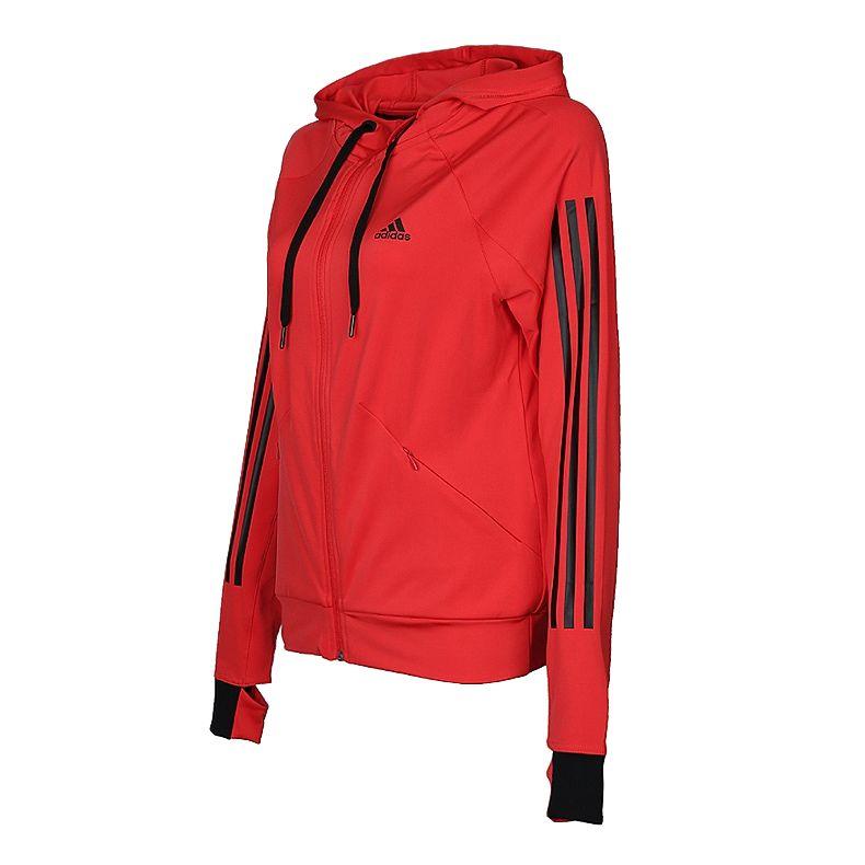 adidas Performance Fleece Zip Hoodie Knitted Casual Striped Long Sleeve Jacket Women Jackets CW4055
