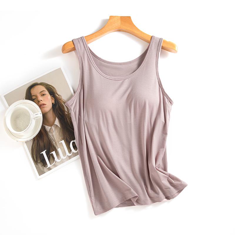

Modal Cooling Plus Size Outerwear Vest with Fixed Cup and Chest Pads for Women XX-Large