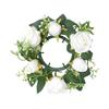 25cm Mini Artificial Wreath Candle Ring Realistic Faux Rose Garland With Plastic Base Candle Wine Decor Weddings Party Dining
