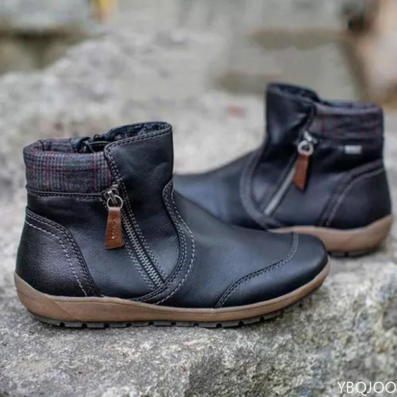 Fashion New Short Boots for Winter Fashion Retro Comfortable Flat Zipper Boots Simple Comfortable Casual Anti slip Large Women's Shoes