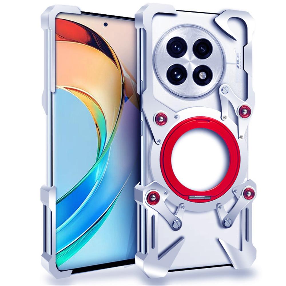 For OnePlus Ace 5 5G/Ace 5 Pro 5G/13R 5G Bumper Case Kickstand Aluminum Alloy Magnetic Phone Cover with Wrist Strap
