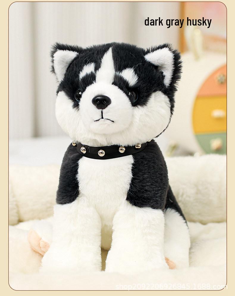 Schnauzer, Husky, and Bulldog Plush Puppy Comfort Dolls