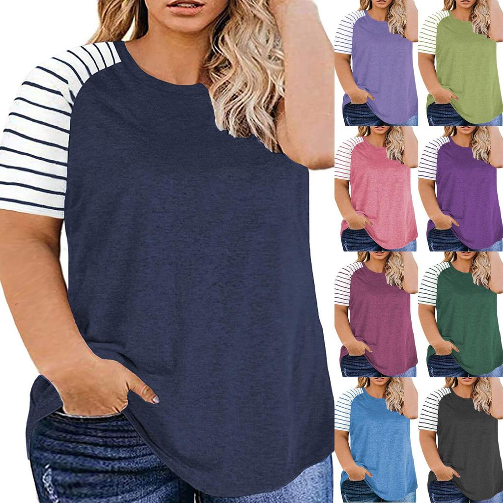 Women Plus Size Short Sleeve T‑Shirt Crew Neck Loose Fit Casual Summer Tops For XL‑4XL