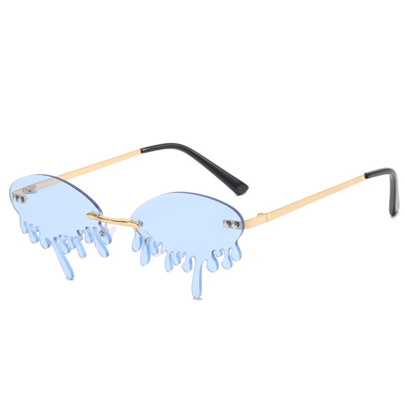 New Personalised Rimless Sunglasses Male Europe And The United States Prom Weird Trend Of Irregular Tears Sunglasses Female