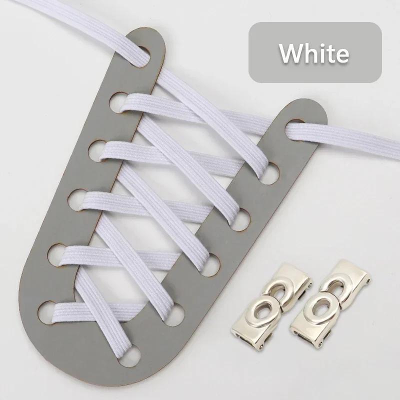 NEW Colourful Elastic Laces Sneakers Lock No Tie Shoelaces Kids Adult 8mm Wide Flat Shoelace Without Ties Shoes Accessories