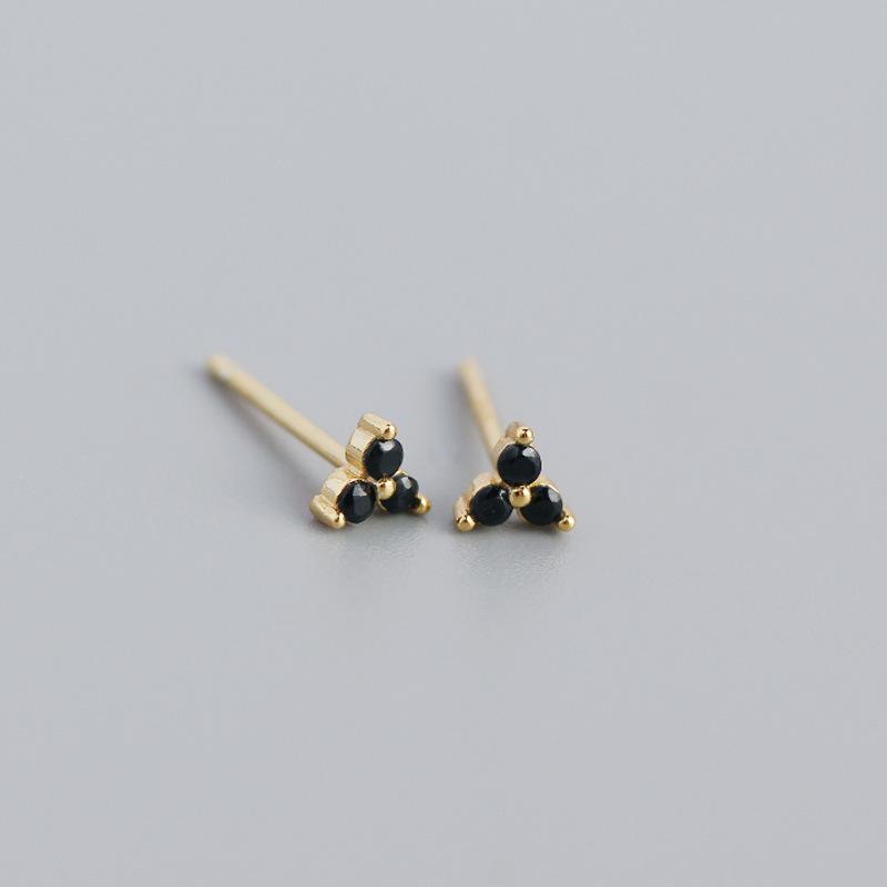 925 Silver Inlaid Crystal Geometric Clover Stud Earrings Light Luxury Mature Glamour Women Jewelry Accessories