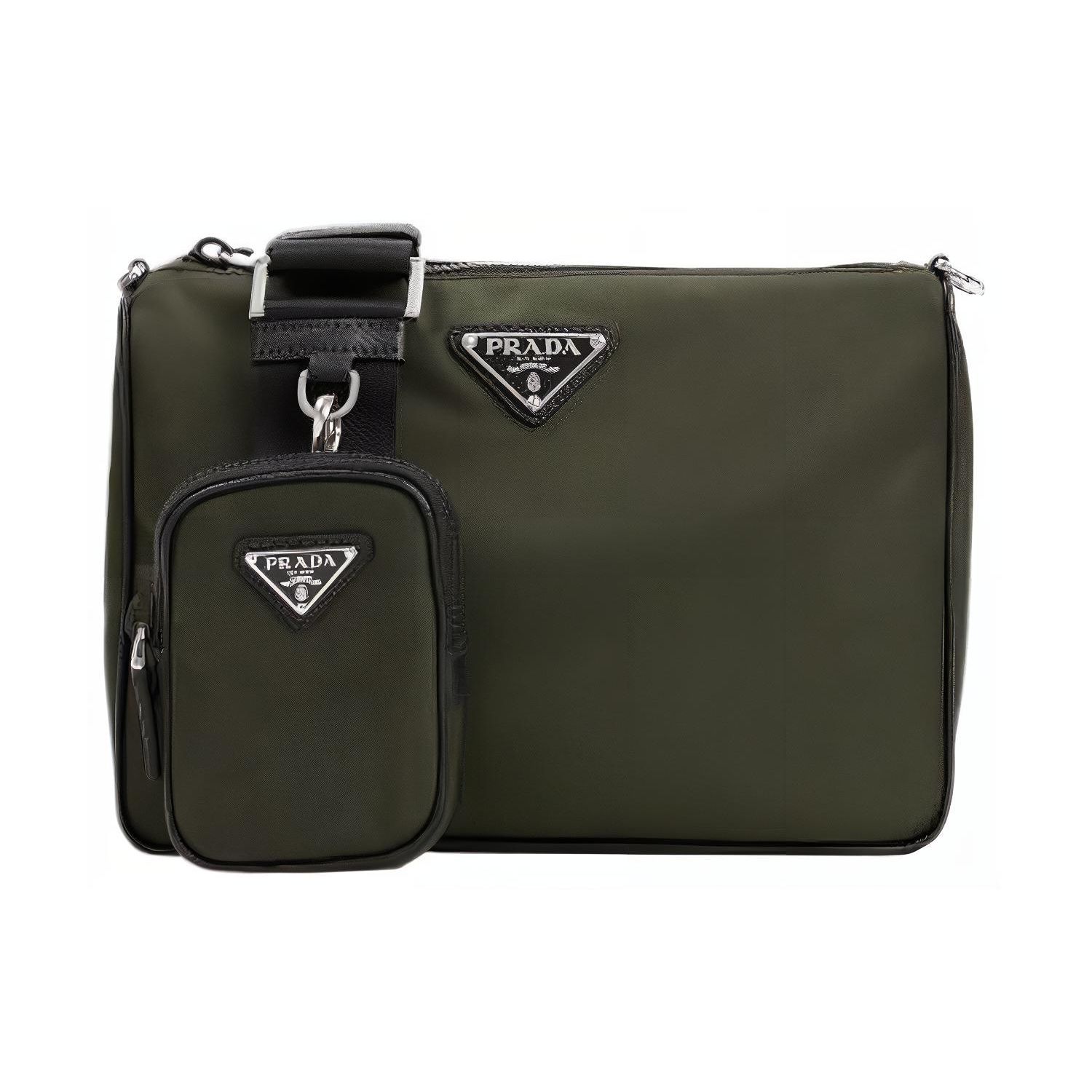 

Prada Triangle Logo Detachable Adjustable Shoulder Strap Messenger Bag Men Shoulder Bag Green 2VH113_2DMH_F0244 Basic Set (Bag+Dust Bag)