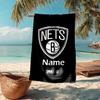 Custom Name Ultra-Soft Beach Towel with Brooklyn Nets Theme,Ideal for Pool - Camping, Diving - Perfect Travel Essential, Vibrant Beach Towel.