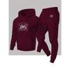 Dark Thorn Print Hooded Sweatshirt Set Drawstring Sweatpants Two Piece Set Loose Casual Sports Style Trendy Men's Clothing