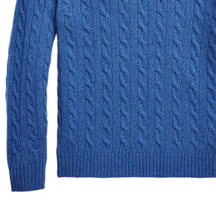 Polo Ralph Lauren FW22 Cable Knit Pullover Crew Neck Long Sleeve Sweater Men Sweater Blue MNPOSWE16821261-400