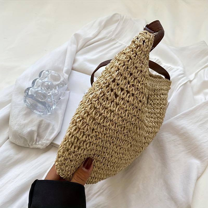 Summer Rattan Crossbody Bags Women Saddle Straw Woven Shoulder Bag Handmade Knitted Lady Small Handbags