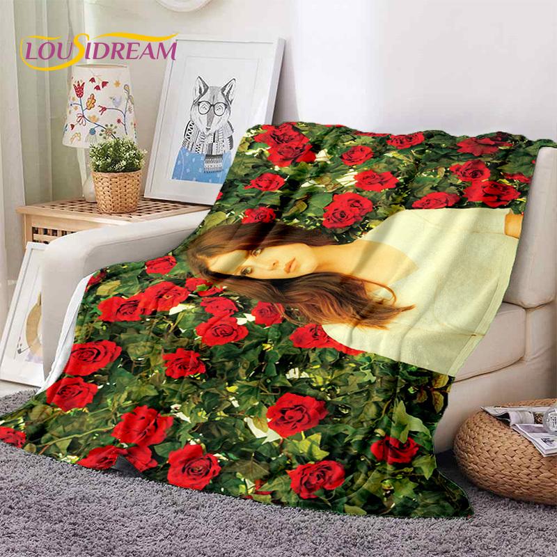Coperta morbida in flanella, coperta da lancio, coperta confortevole per picnic, letti, divano, casa, camera da letto, del cantante Lana Del Rey, Lizzy Grant