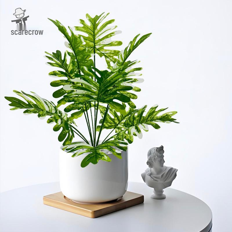 Highly Realistic Artificial Green Potted Plant with Spring Rain Leaves for Home, Living Room, or Garden Decor
