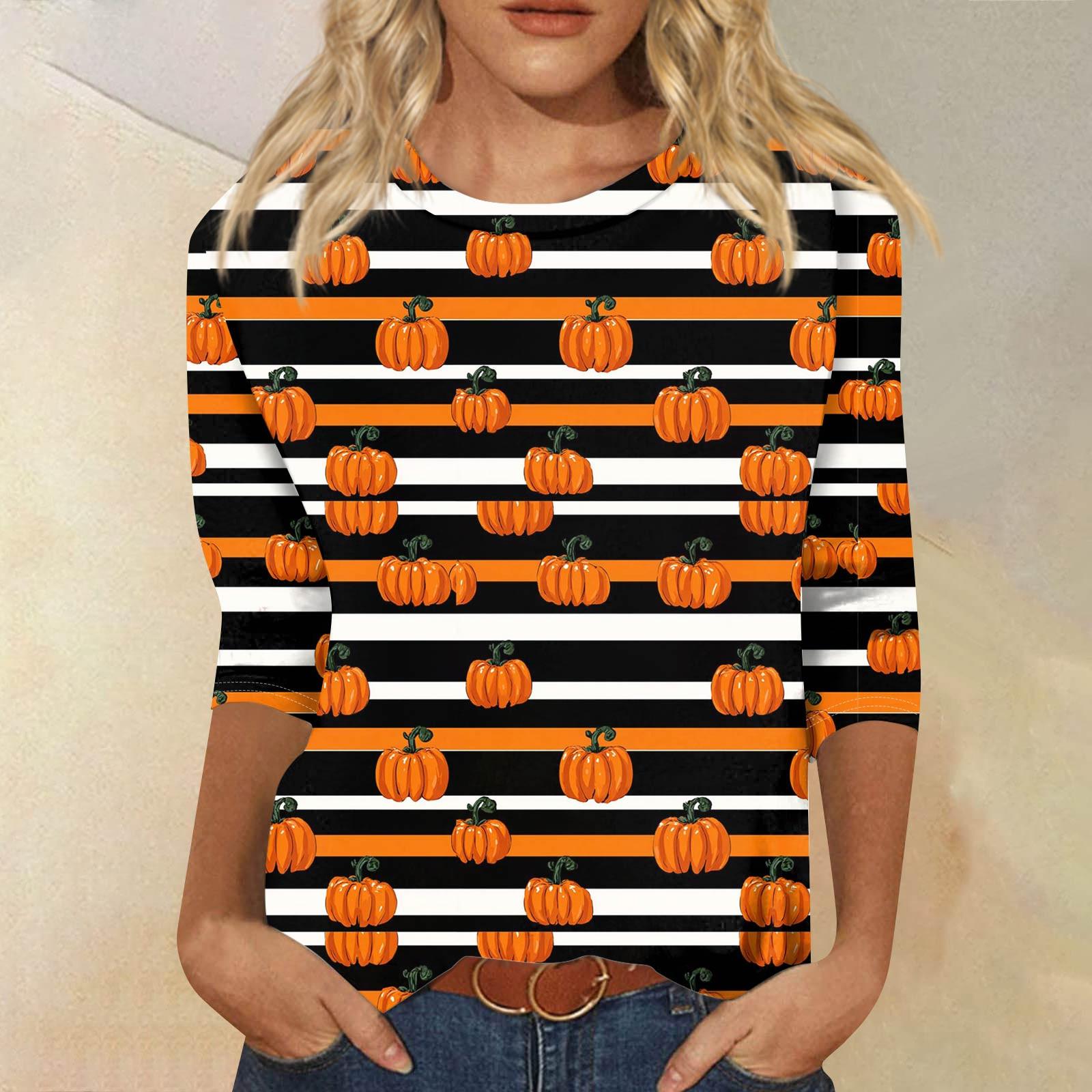 

Женская модная повседневная футболка с рукавом три четверти, принтом на Хэллоуин и круглым вырезом M жёлтый