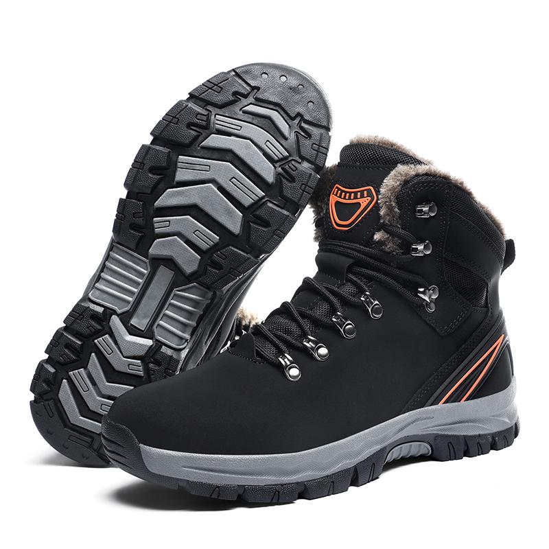 TUINANLE Chaussures d'escalade d'hiver pour hommes Chaussures de neige d'extérieur antidérapantes Imperméables Chaudes en coton Bottines de cheville en peluche à semelles épaisses