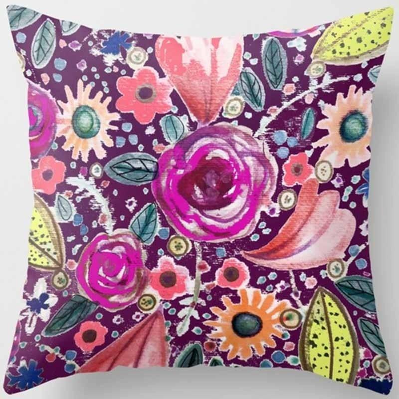 Oil Painting Floral Printing Pillowcase Home Decoration Car Sofa Decoration Pillowcase Ornament
