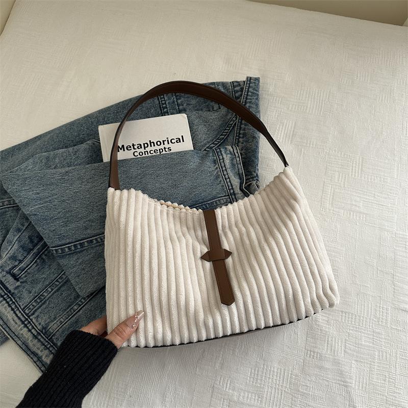 New Commuter Bag Women's Simple Casual Tote Bag Large Capacity Shoulder Bag Women's Corduroy Women's Bag Versatile