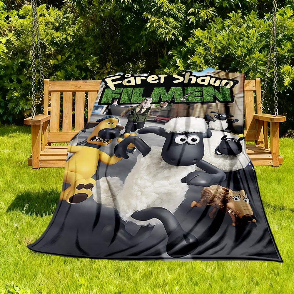1pc Sheep Shaun Dog Outdoor Blanket Lightweight Flannel, Soft & Warm, All-Season Use for Sofa, Outdoor, Camping, Living Room041