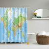 Tenda da Doccia per Bagno in Poliestere Impermeabile Pannello Decorativo Con Ganci Mappa del Mondo