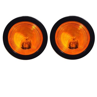 2× 4-palcové okrúhle bočné smerové svetlá jantárové s 12V žiarovkami a gumovými priechodkami – Univerzálne použitie na príves, nákladné vozidlo a autobus