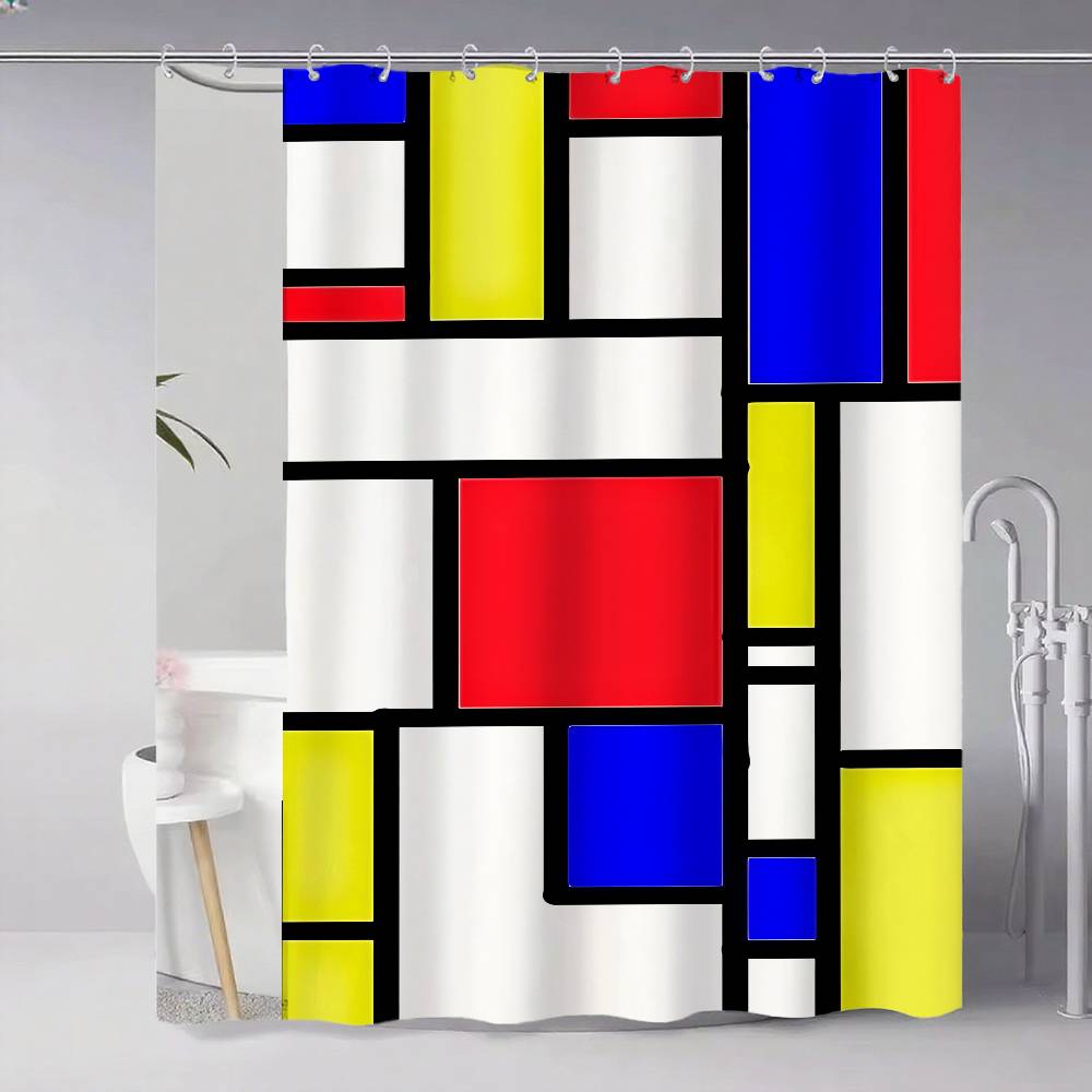 Art P-Piet Cc-Ornelies M-Mondrian Modern Simple Shower Curtain Bathroom Decorative Polyster Shower Curtain With Hook