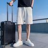 Men Shorts Elastic Waistband Drawstring Design Summer Athletic Pants with Pockets Quick Drying Loose Fit Fitness Short Pants